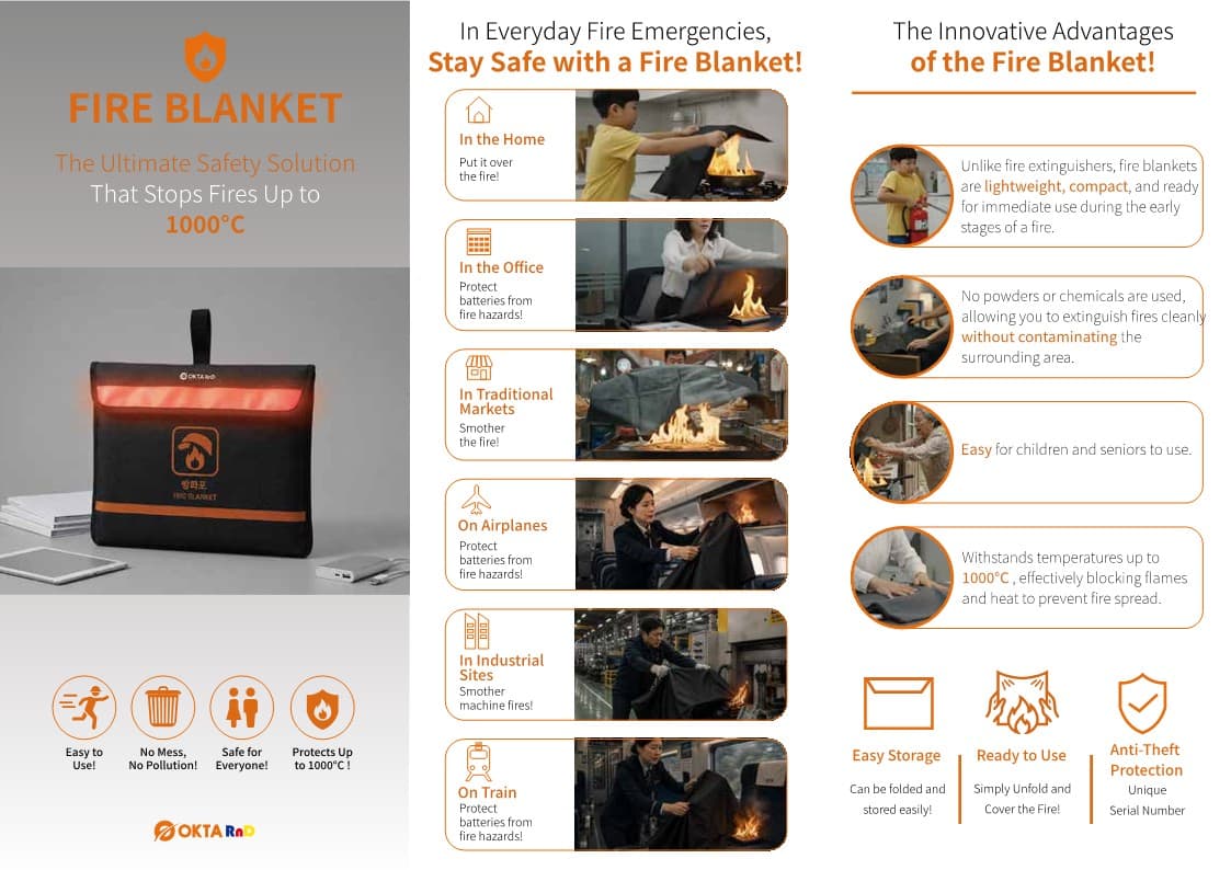 Applications and key advantages of the OKTA-TC250 fire blanket